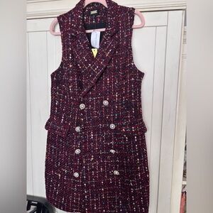 Alexia Admor Burgundy Tweed Formal Dress